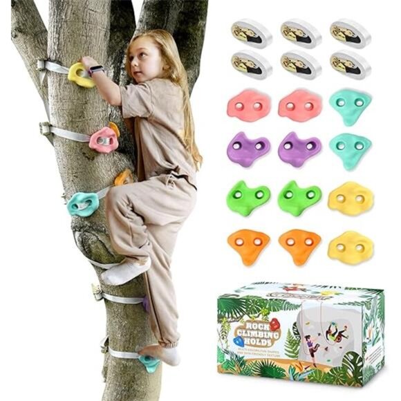 12 Ninja Tree Climbing Holds for Kids Climber, Tree Climbing Kit with 6 Straps - Picture 8 of 8